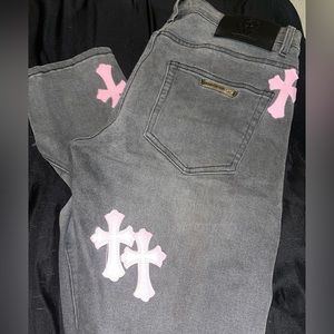 Chrome heart jeans pink/grey
